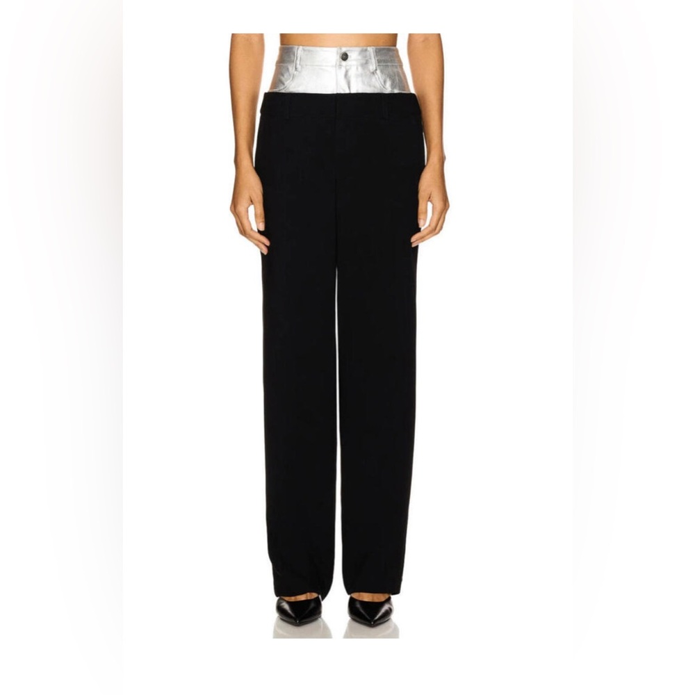 Cinq à Sept Black Dionne Metallic Wide Leg Pants